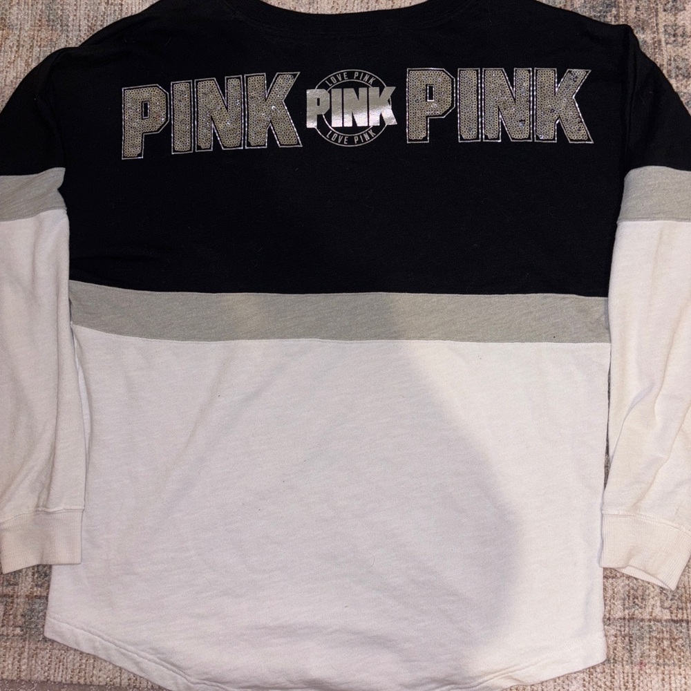 PINK Victoria's Secret Black and White Long Sleeve Tee